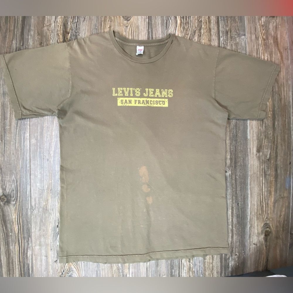 Vintage Levis Jeans Dry Goods T Shirt Mens Size L/XL Brown Made In USA 90’s